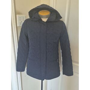 Northern Reflections Quilted Hooded Coat - Navy Blue